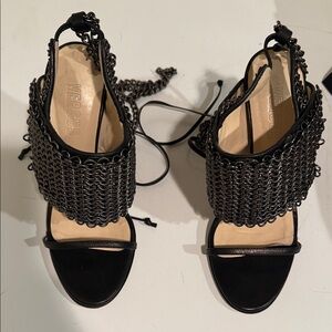 Versus Versace Black Chain Embellished Heels